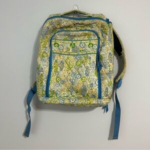 Vera Bradley Women’s Quilted Cotton Campus Blue Green Yellow Floral Backpack